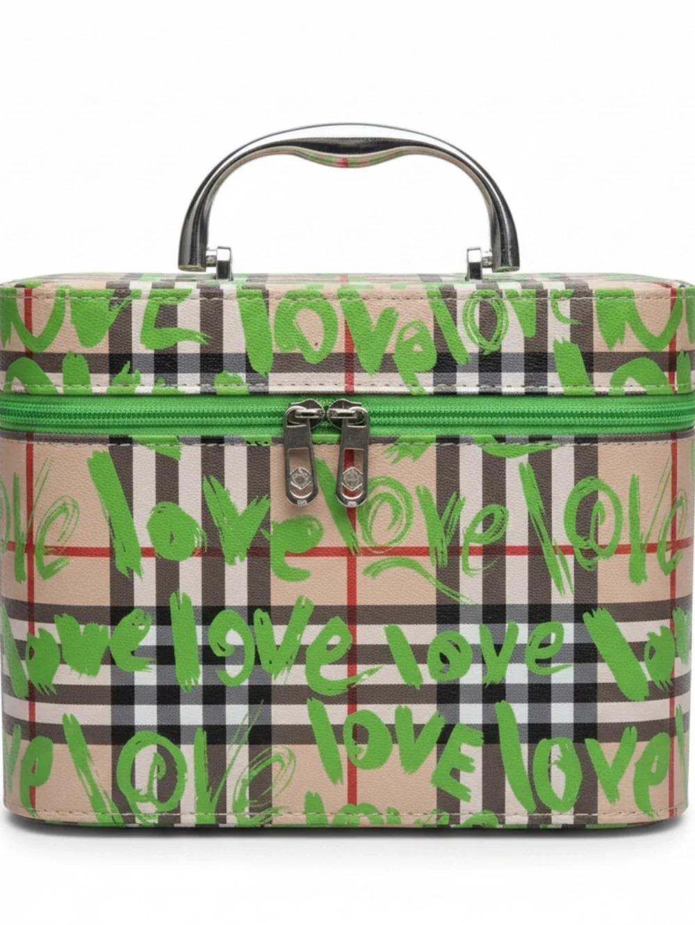3-Piece Plaid Makeup Case Travel Vanity Set NWOT